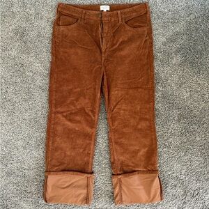 Pilcro Scotty Cuffed High Rise Straight Leg Corduroy Pants